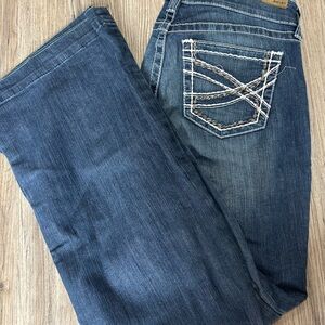 Ariat Women's Medium-Dark Blue Bootcut Jeans with Contrast Pocket Stitching